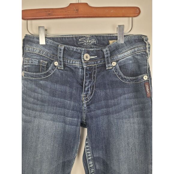 Silver Jeans 27 Womens Dark Wash Low Rise Suki Bootcut Thick Stitch Denim - Picture 4 of 10